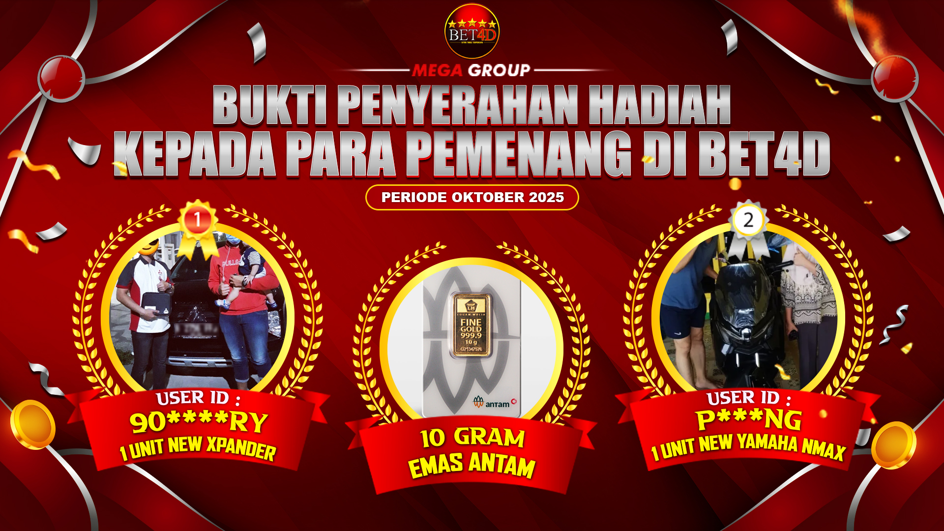 Selamat Kepada Member Setia BET4D Sudah Memenangkan Satu Unit Mobil New Xpander